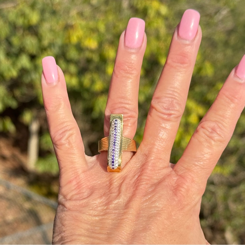 925 Heavy Unique Amethyst Ring - image 5